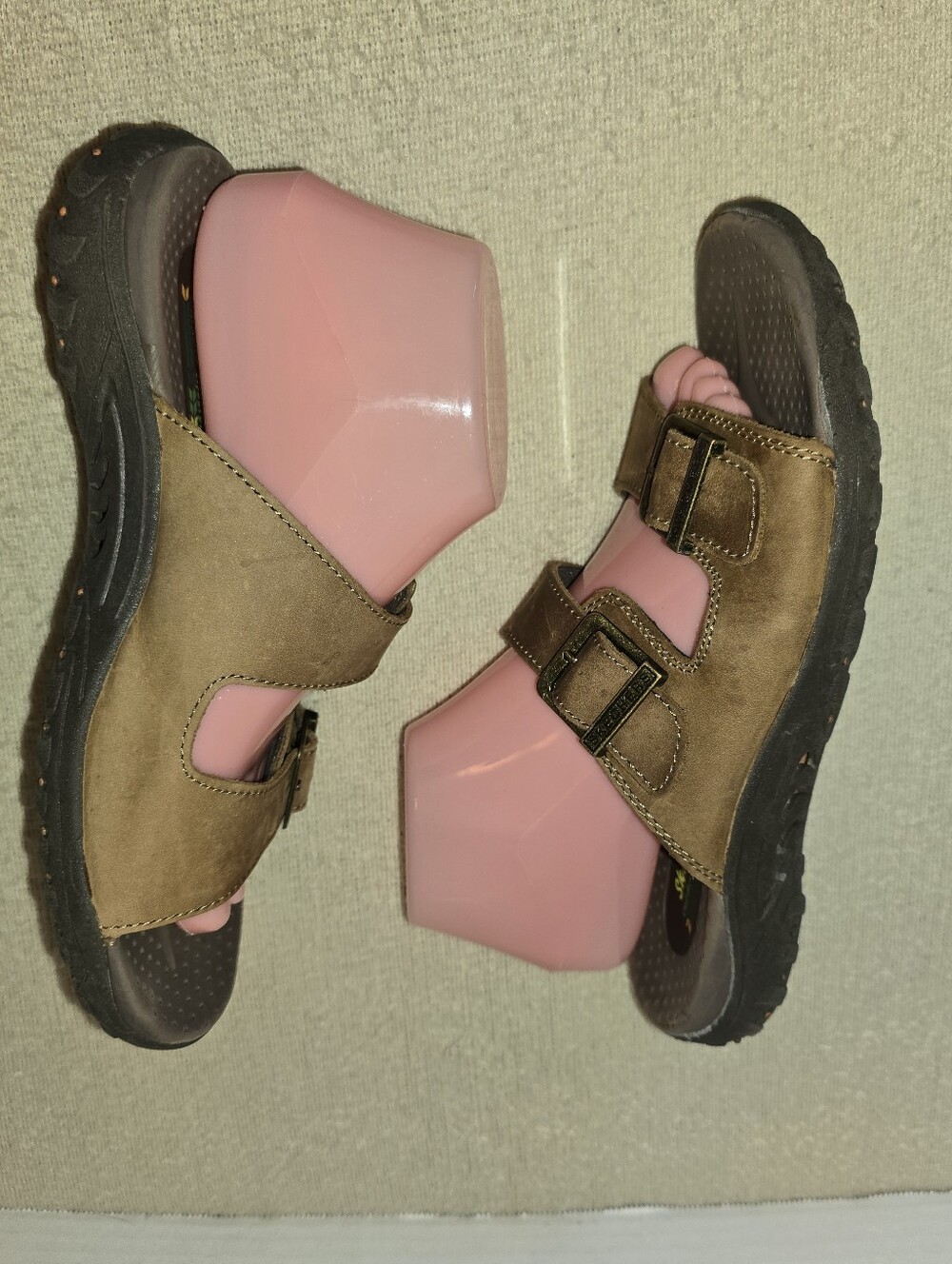 Skechers Reggae Jammin Women's Adjustable Brown Double-Buckle Slide Sandals sz 8